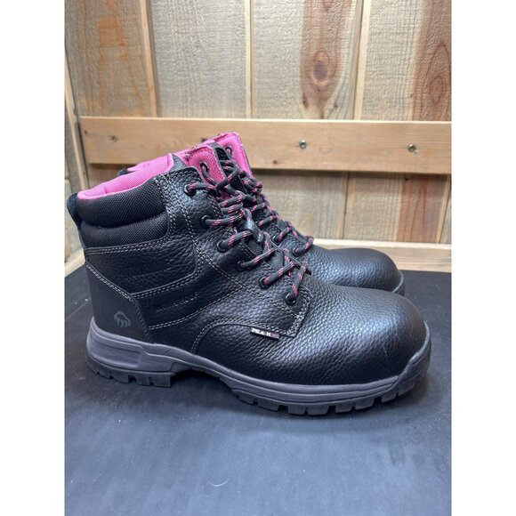 Wolverine Womens Size 9 Safety Toe Work Boots Black Leather ASTM F2413-18 - Picture 1 of 10